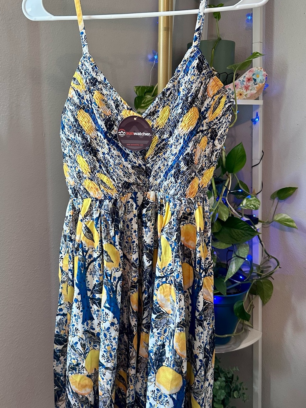 Yellow & Blue Lemon Print Maxi Dress - Picture 3 of 7